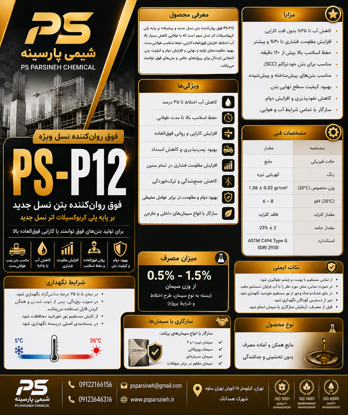 فوق روانکننده نسل ویژه بتن PS-P12
